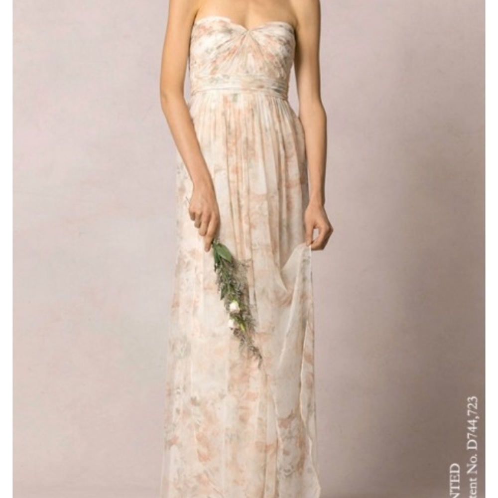 Jenny Yoo Watercolor Blush Multi Nyla Dress Sz 0